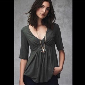 Anthropologie Deletta Black Gathered Top Size S